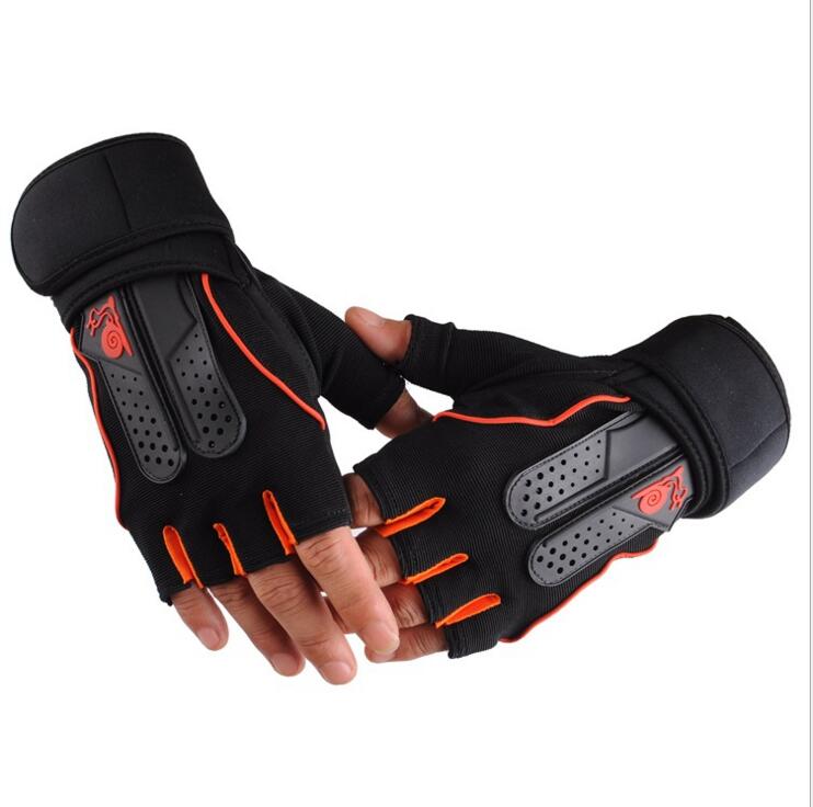 MOGEBIKE Cycling Anti-slip Anti-sweat Men Women Half Finger Gloves Breathable Anti-shock Sports Gloves MTB Bike Bicycle Glove: Orange / L