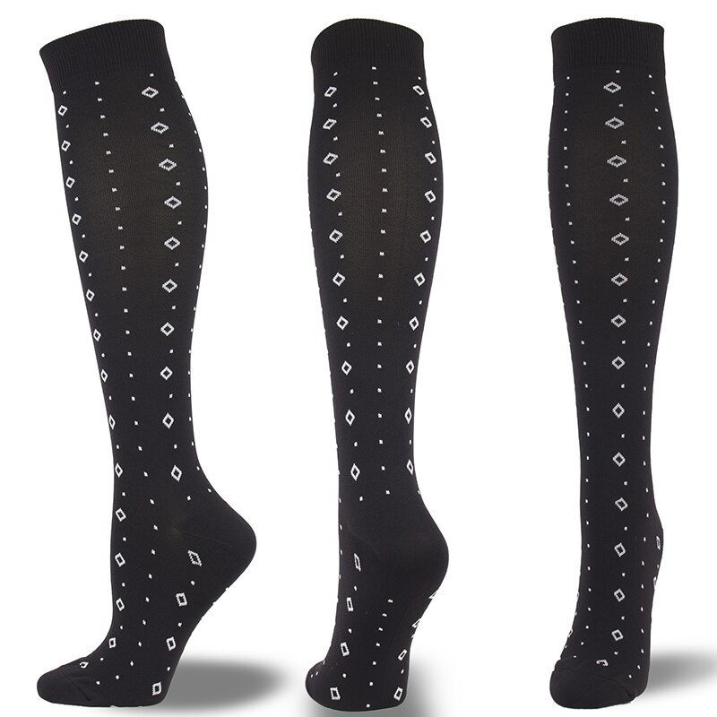Moda Mulaya hommes Compression Stocks hommes/femmes soulager la pression varices Circulation sanguine jambe soutien rayures étoiles amour: 33345 / L XL
