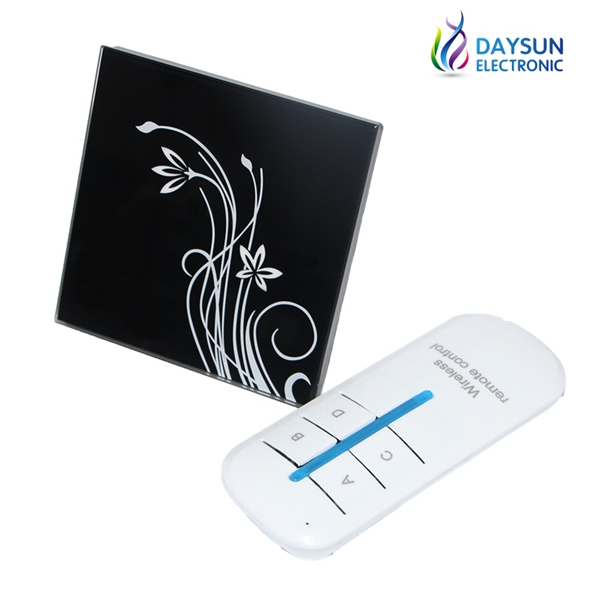 Touch Light Switch 2gang 2way AC110V-265V Smart Touching Switch Home Light Switch Luxury White/Black Crystal Glass Panel: Black with Remote