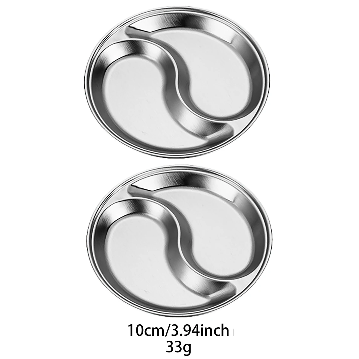 2pcs/set Korean Style Barbecue Dipping Dish Stainless Steel Circular Grid Plate Thickened Golden Sauce Dish Snack Plate: green