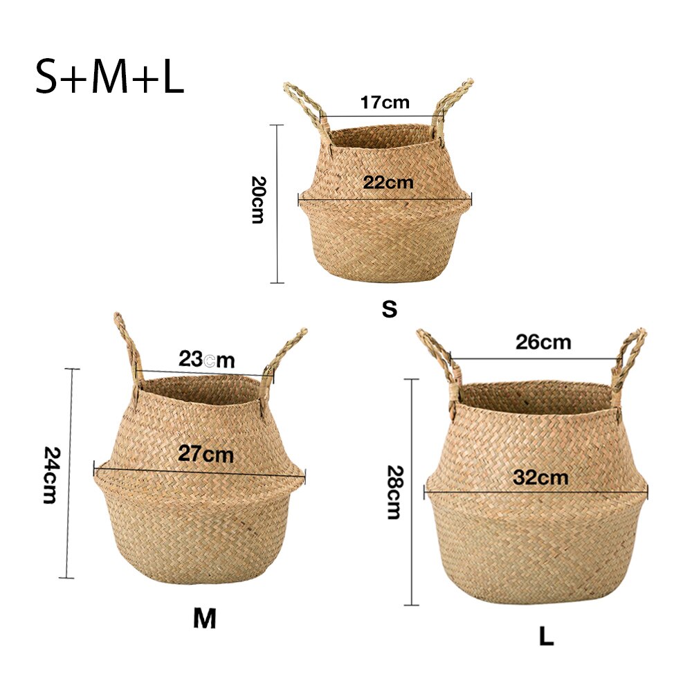 Wicker Storages Basket Flower Baskets Laundry Storage Decorative Basket Rattan Flower Pot Garden Planters Household Organizer: S  M  L