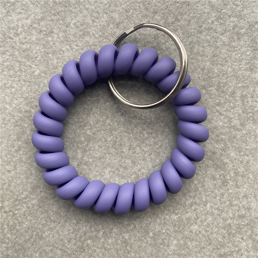 Pulsera elástica, llavero con resorte, pulsera en espiral Flexible, soporte para llaves para gimnasio, piscina, tarjeta de identificación, deportes: Plata