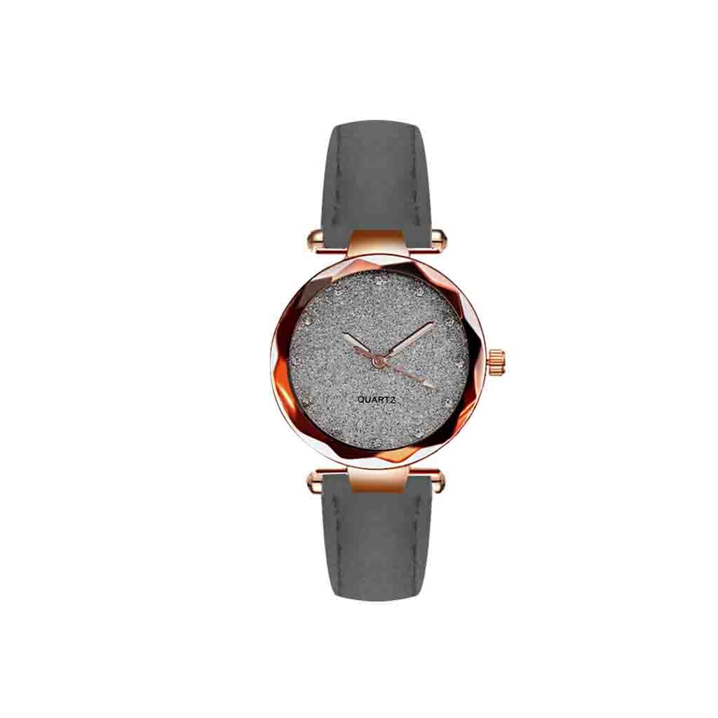 Dames Mode Strass Rose Goud Quartz Horloge Vrouwelijke Riem Horloge Ronde Dial Dress Klok Leisure Horloges Reloj Femenino #2: Grey