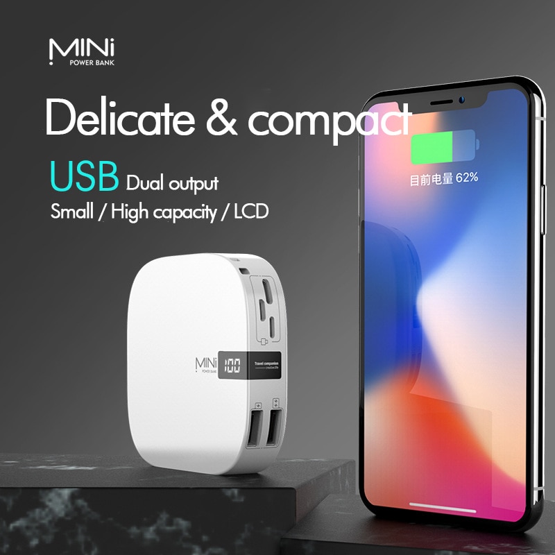 Digitale Display 10000 Mah Power Bank Draagbare Opladen Poverbank Mobiele Telefoon Externe Batterij Oplader Mini Powerbank Voor Xiaomi