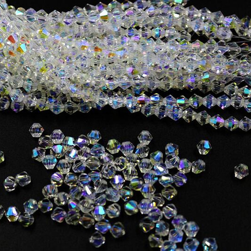 150 stücke Verschiedene Größe Klar Kristall Doppelkegel Spacer Lose Perlen Für Schmuck Machen DIY Perlen Zubehör 3MM 4MM 5MM 6MM 8MM