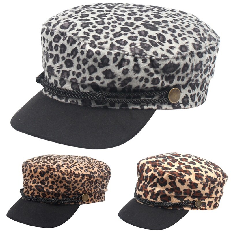 Ins viseras de leopardo boina de mujer Otoño e Invierno Retro viseras planas