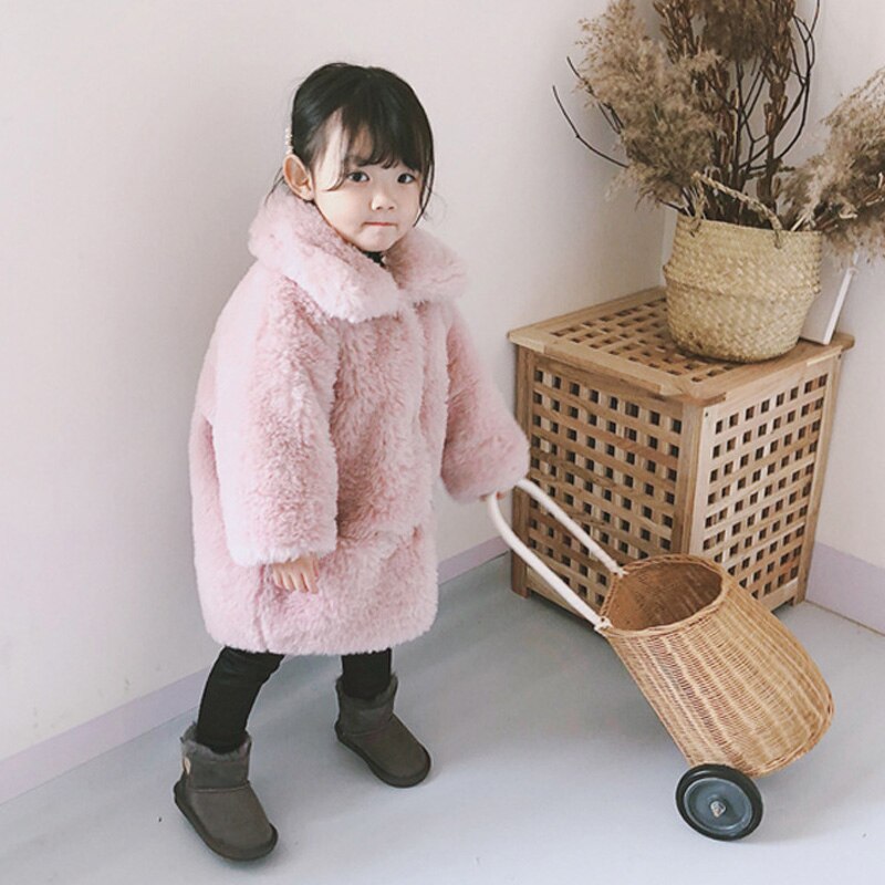 Babymeisjesjas winter kinderen nep bontjas berenoor cartoon baby winter bovenkleding kinderen winterkleding 2-8 jaar oud
