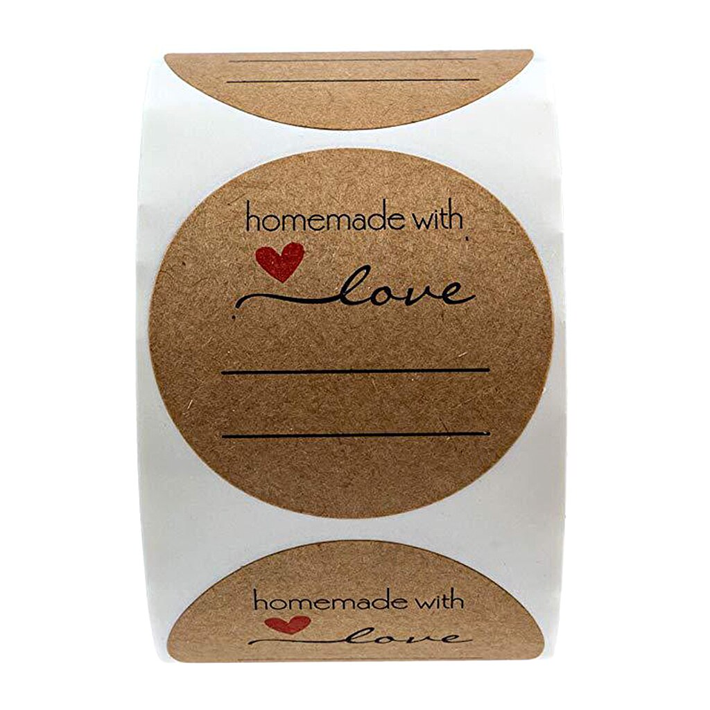 500 Pieces Of Round Love Kraft Paper Stickers Self-adhesive Labels DIY