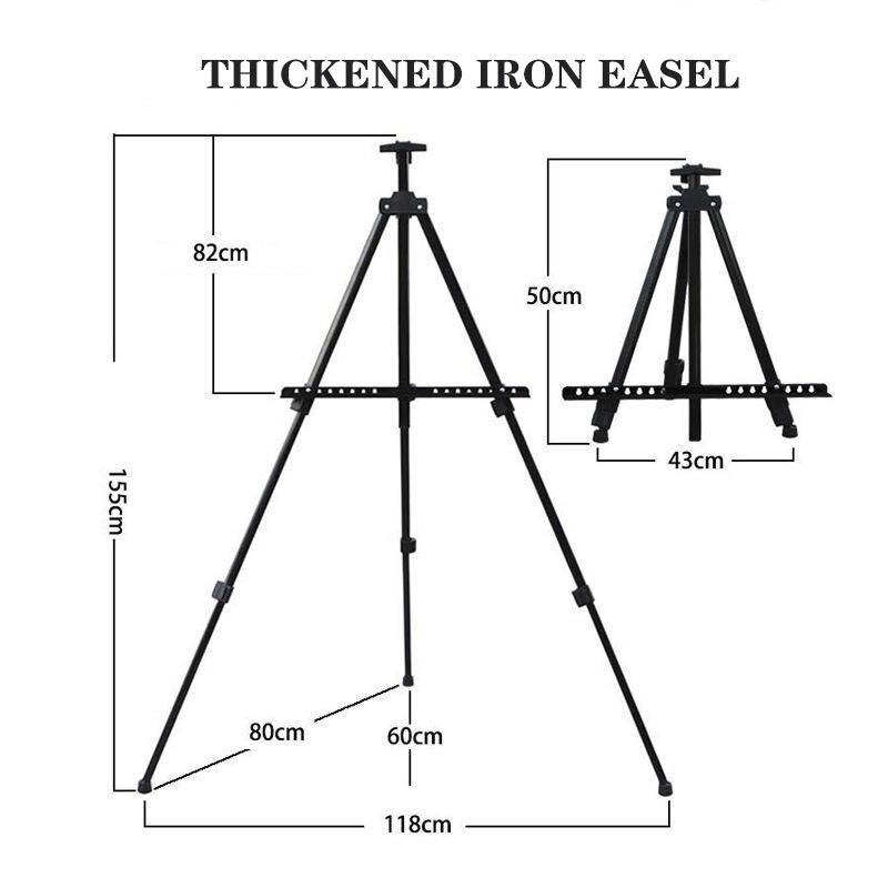 Adjustable Metal Sketch Easel Stand Portable Foldable Travel Easel Aluminum Alloy Easel Photo Displaying Oil Paint Art Supplies