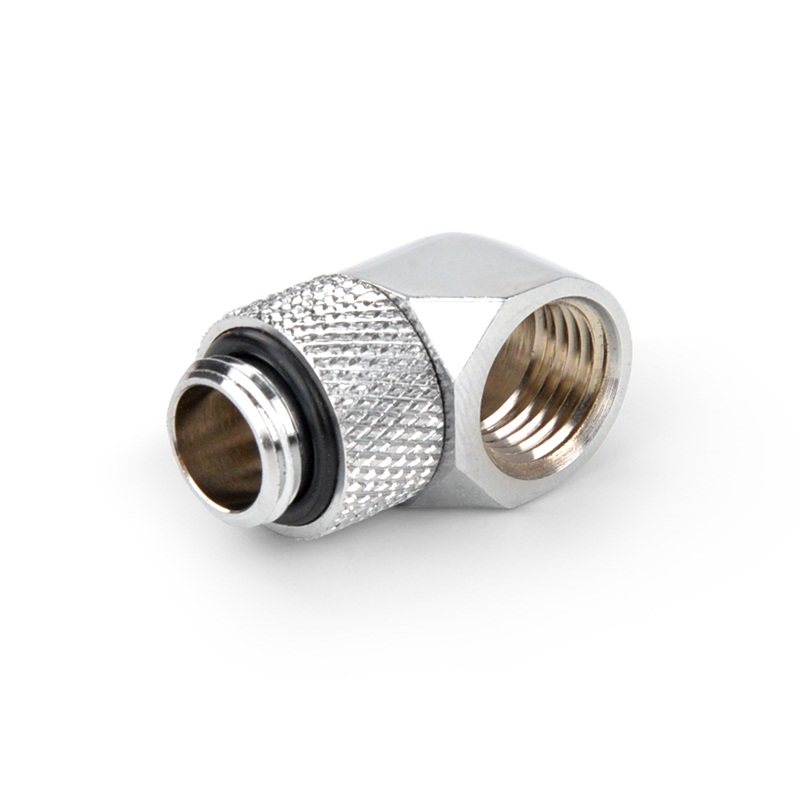 Syscooling rotary elbow 90 degree fitting G1/4 thread copper fitting anti-leaking compression fitting for PC water cooling: Silver color