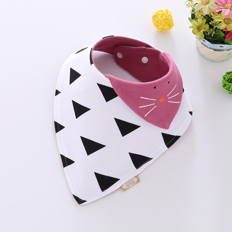 Reusable Washable Cotton Baby Bibs Burp Cloth Cartoon Animals Printing Triangle Bibs Cotton Adjustable Baby Meal Bib Infant Bibs