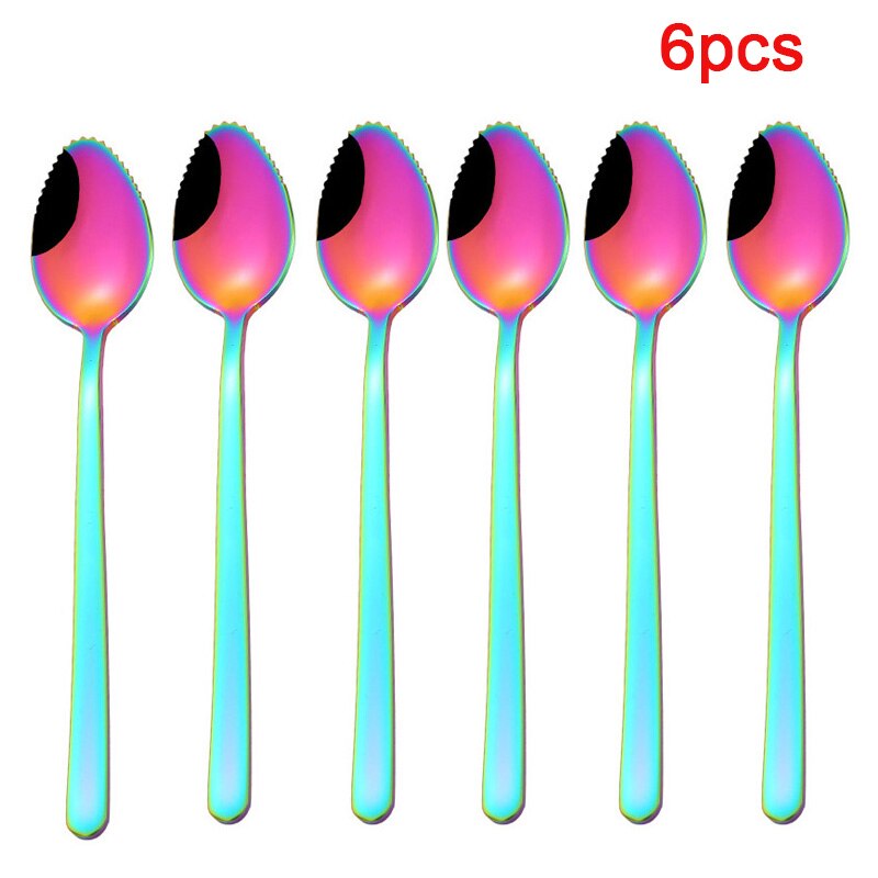 Cuillère à Dessert, cuillère, pamplemousse, fruits en forme de fruits en acier inoxydable, enfants ustensiles de table pour bébés, Gadget de cuisine accessoires de cuisine 6 pièces: Symphony