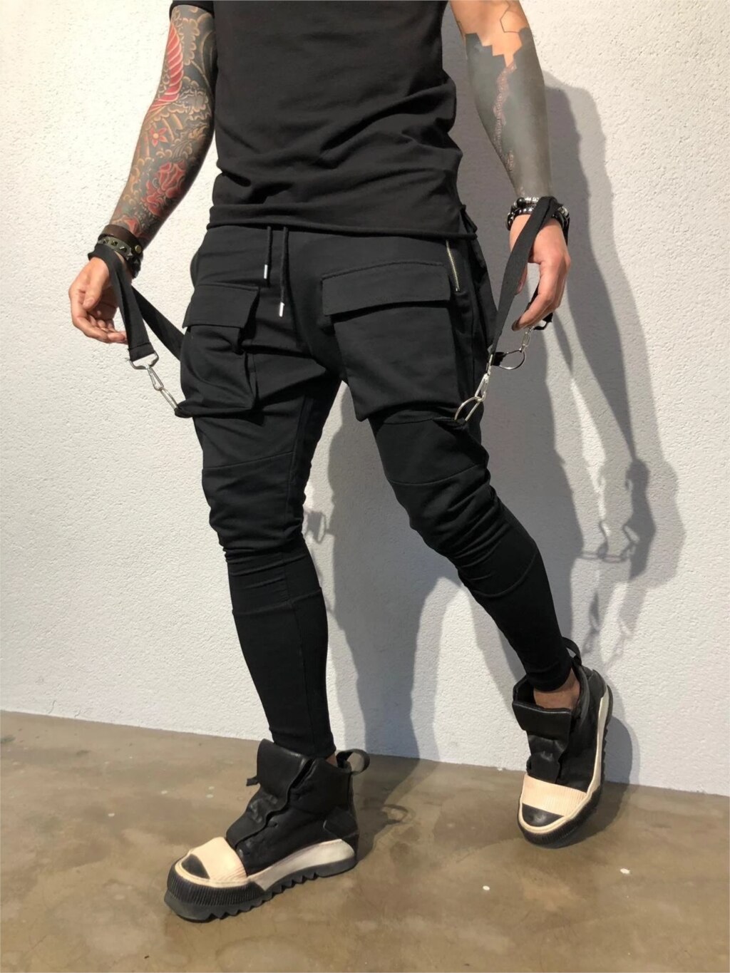 Mannen Fitness En Fitness Broek Pocket Band Stiksels Casual Broek