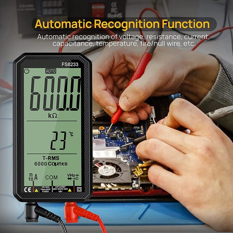 Digital Multimeter Automatic Ranging Voltmeter Full Screen 4.7 Inches TRMS 6000 Counting Multimeter Tester, Capacitance
