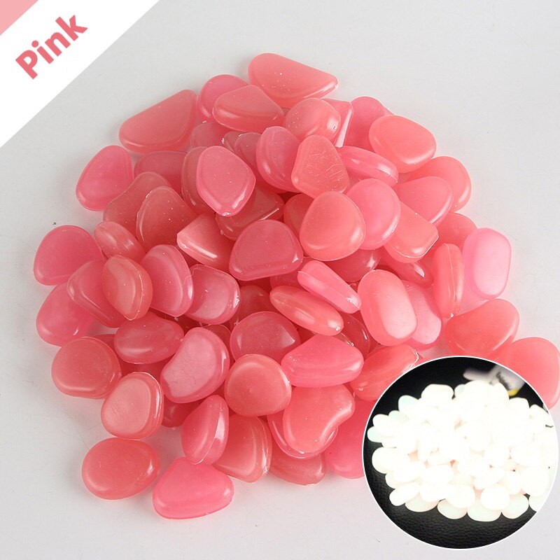 50PCS/lot Glow in the dark pebbles for garden decoration patio luminous stones for aquarium garden ornaments Fish Tank rock: pink