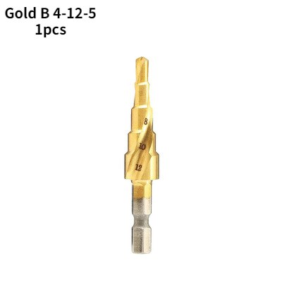 3-12mm 4-12mm 4-20mm HSS Straight Groove Step Drill Bit Set Titanium Coated Wood Metal Hole Cutter Core Drill Bit Set: Gold 4-12-5