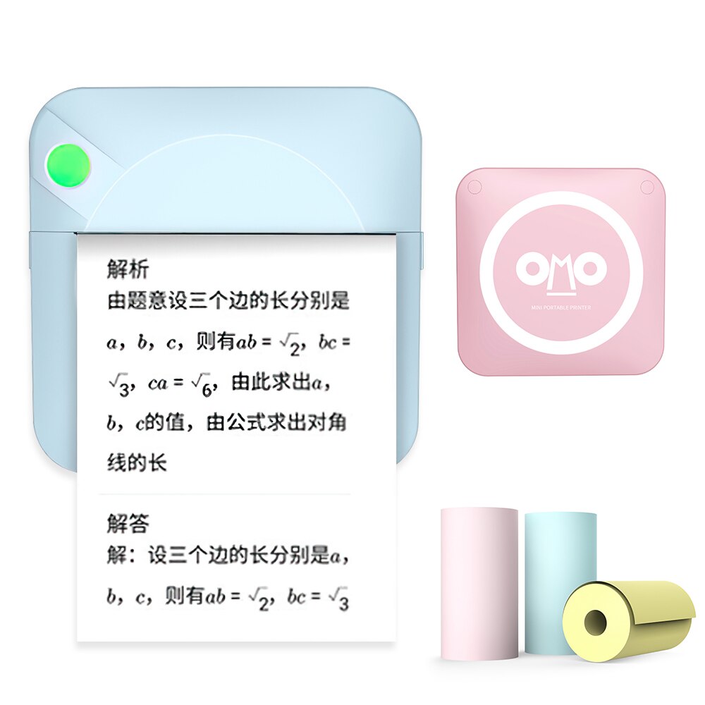 Portable Thermal Printer Student Wrong Question Printer Camera Wireless Bluetooth Pocket Printer with Printer Paper for Android