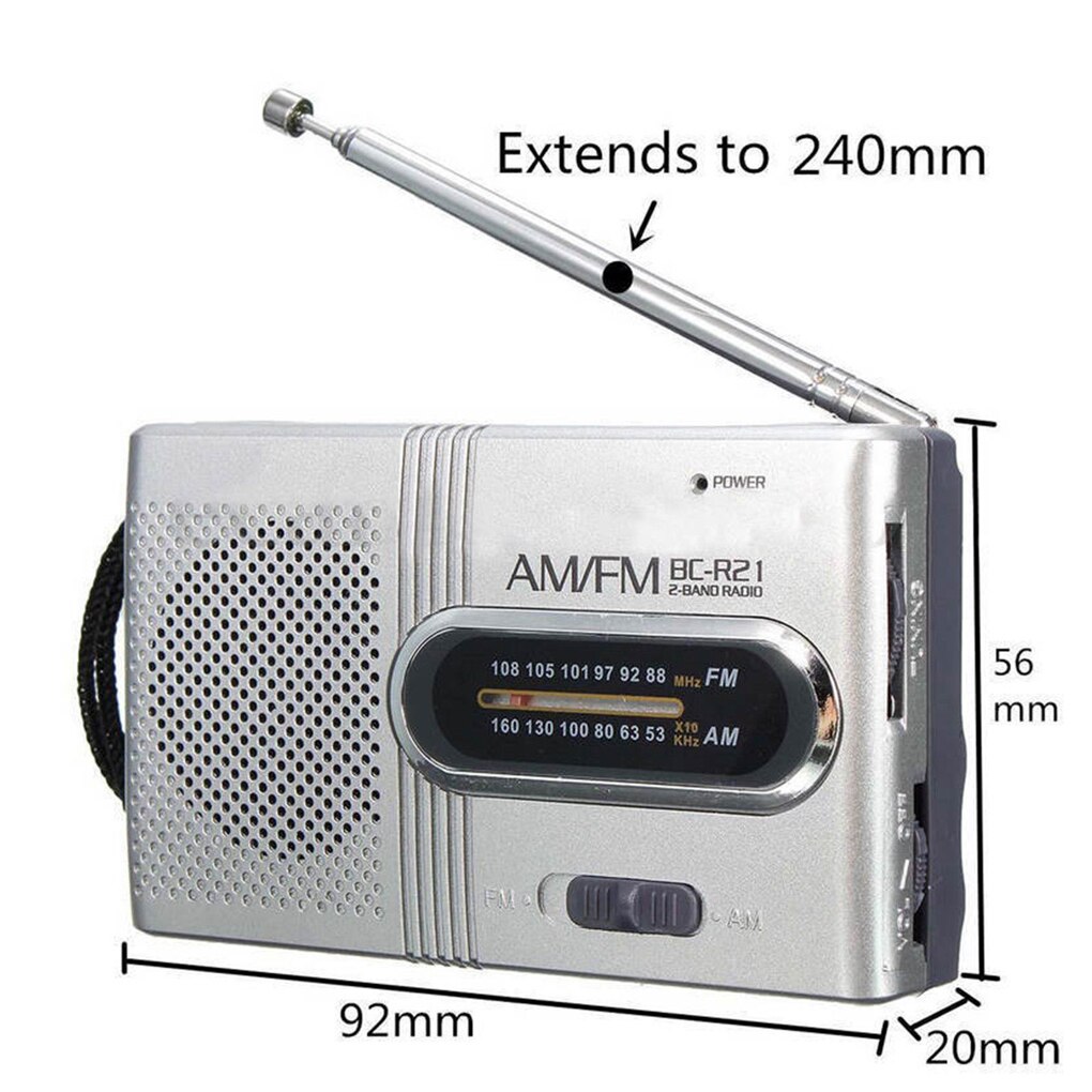 Universele BC-R21 Mini Radio Draagbare Am Fm Telescopische Antenne Pocket Radio Wereldontvanger Speaker Batterij Aangedreven