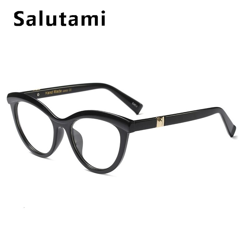 Øjenbue stel rød leopard brille stel til kvinder luksus mærke rund cat eye klare briller kvindelige transparente nuancer: Sort grå