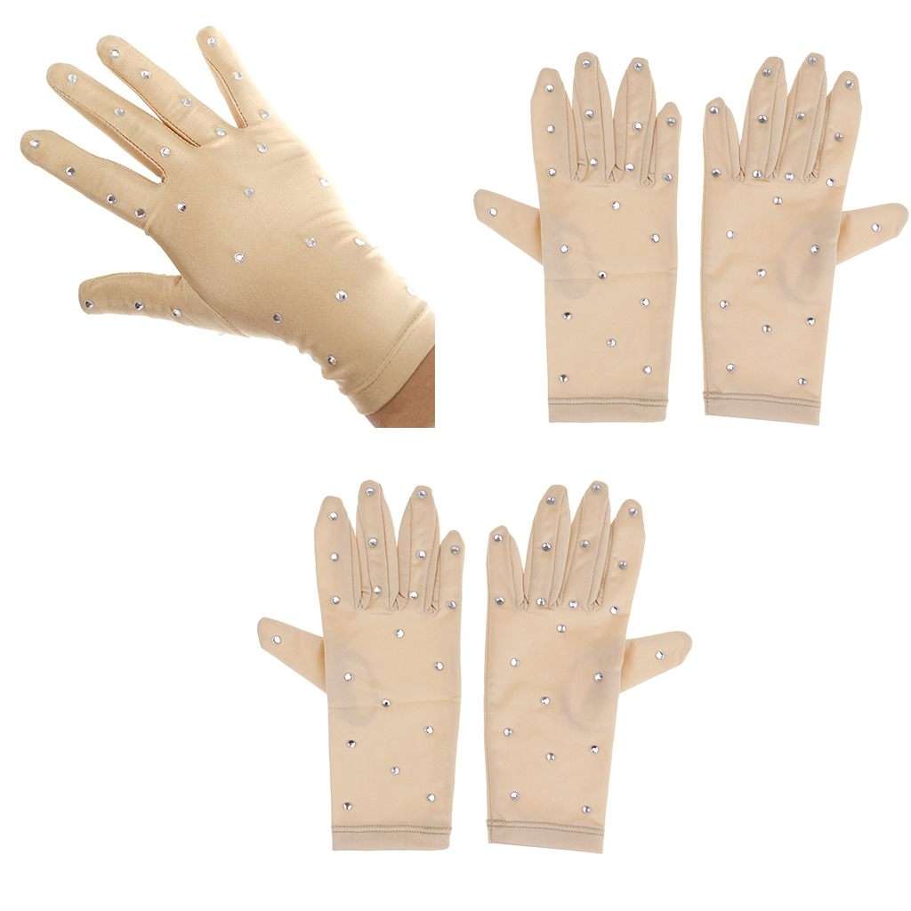 Ice Skating Gloves For Kids Figure Skating Gloves Non Slip Thick Knitted Figure Skating Gloves With Rhinestone Snowflakes Warm Winter Ice Skating Accessories For Cycling Hiking Running M