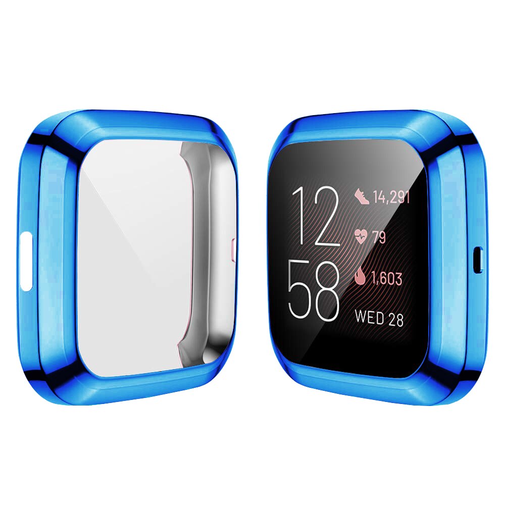 Protector de pantalla para Fitbit Versa1 Versa 2 versa lite todo-Alrededor Ultra delgado suave TPU funda para reloj Protector de parachoques: Azul / For Versa Lite