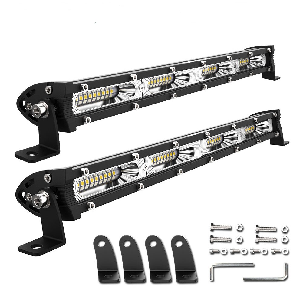 NAO 7&quot; 13&quot; 20&quot; inch 120W 180W Ultra Slim Barra LED Bar Light 12V 24V Flood Single Row Work Lamp For Jeep Truck SUV 4X4 Offroad: 2X 13INCH-White