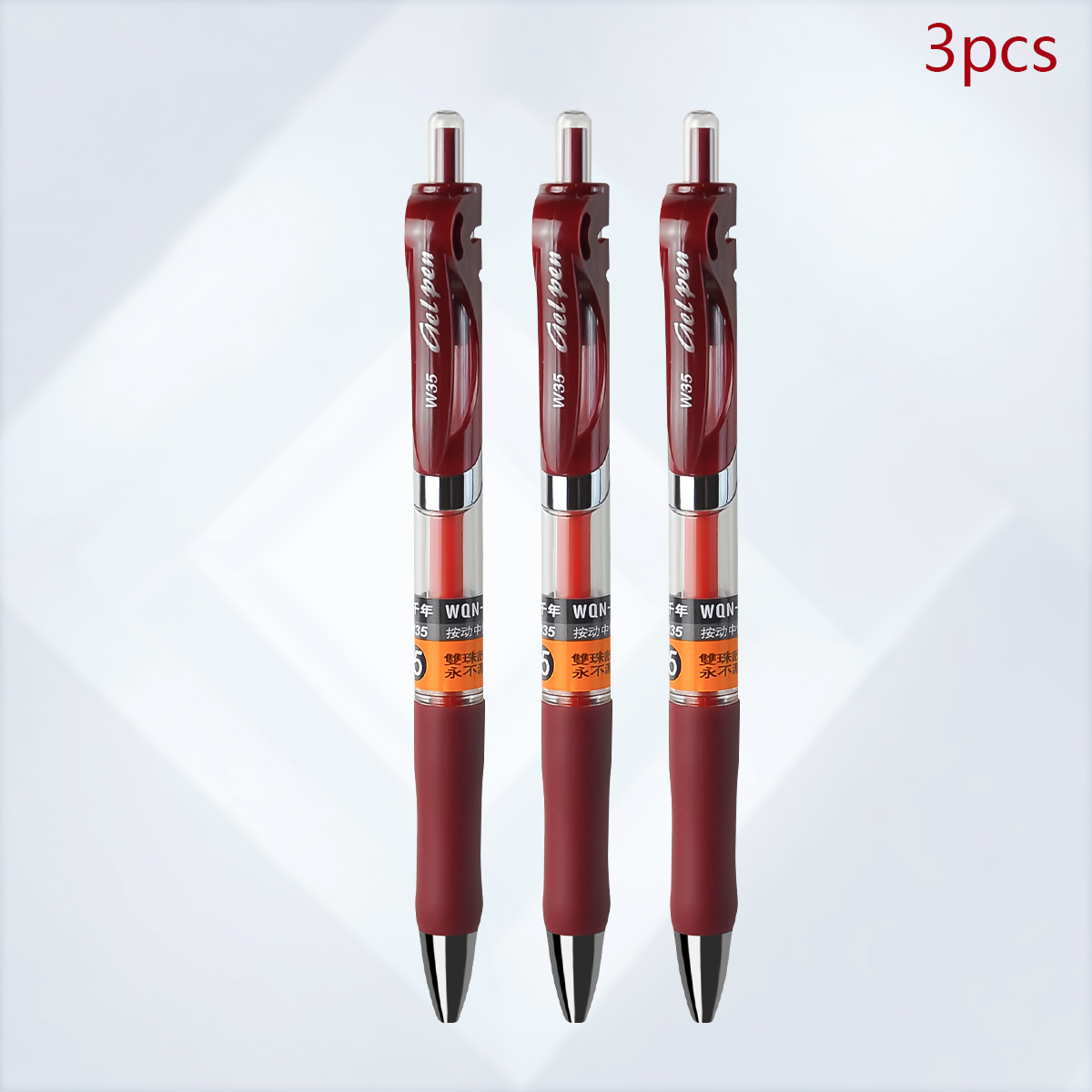 WQN-3/6/12 Uds. Bolígrafos neutros con botón pulsador, punta de 0,5mm, escritura suave, tinta negra/roja, suministros escolares y de papelería: Morado