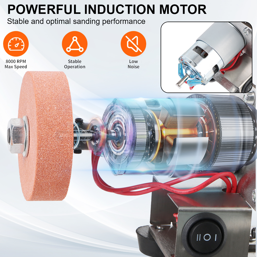 Rettificatrice elettrica per affilatrice a 7 velocità variabile Levigatrice elettrica per levigatura e lucidatura ​ Mini levigatrice a nastro con spina UE