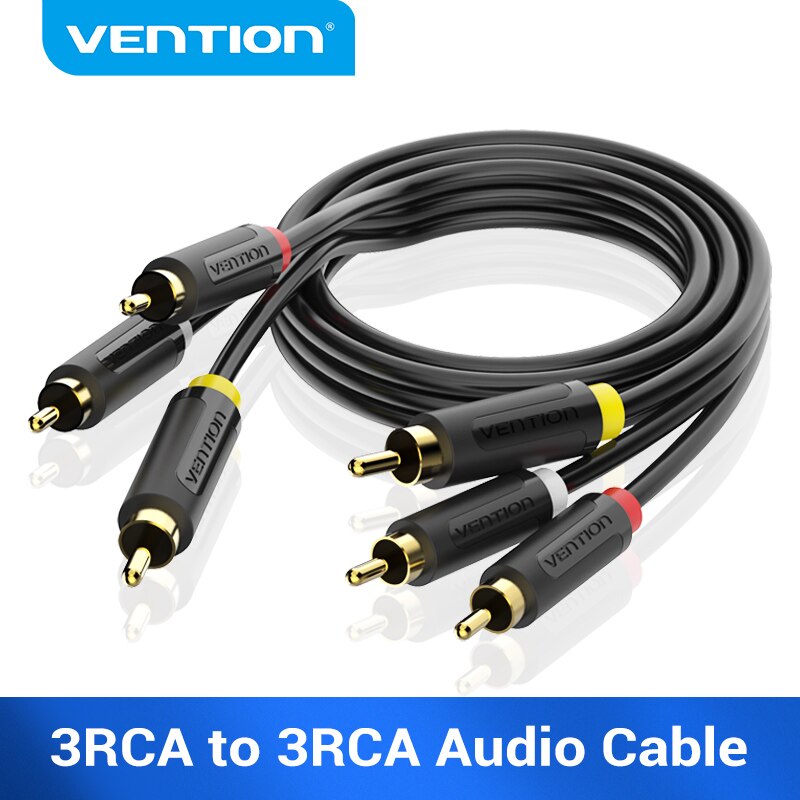 Vention 3RCA do 3 RCA Kabel audio-wideo męski do męskiego AV Pozłacany do STB DVD TV VCD Blueplayer Wzmacniacz Kabel RCA Jack: 2 m