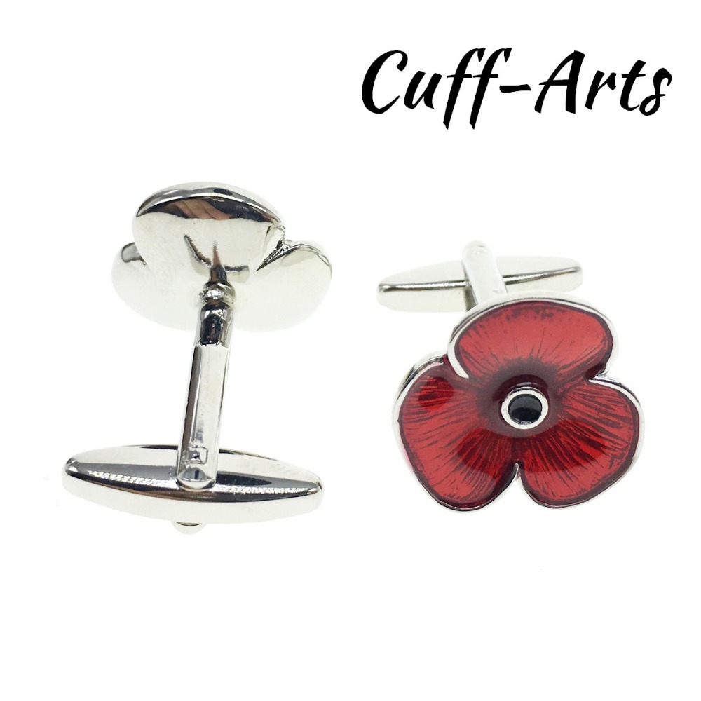 Cuffarts Neuheit Luxus Manschettenknöpfe Für Mens rot Blume Manschettenknöpfe Für Männer Silber Bouton De Manchette C10122