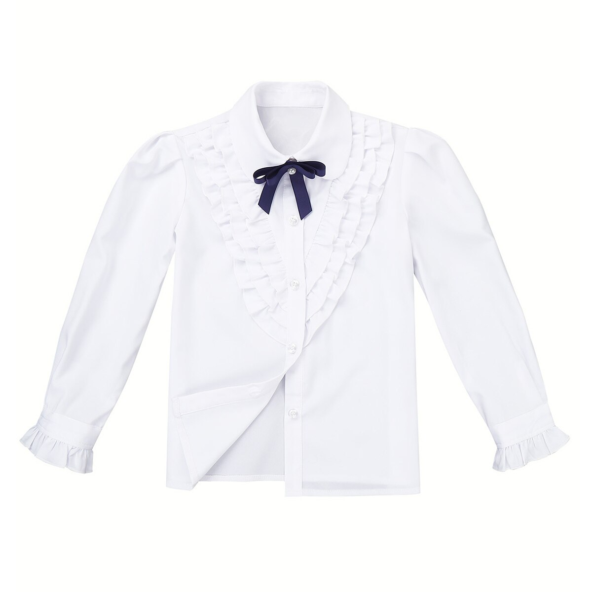 School Girls Ruffled Shirt Kids White Clothes Teenager Blouse Infant Tops School Uniforms Shirts Long-Sleeve Clothing