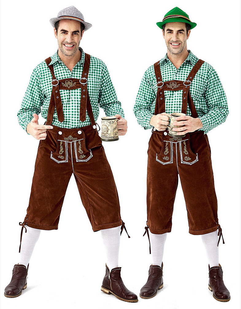 Disfraz de cerveza del Festival alemán Oktoberfest para hombre, disfraz de Lederhosen bávaro
