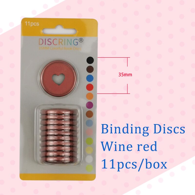 11 Stks/doos Frosting Hartvormige Notebook Plastic Disc Binding Plastic Ringen Diy 360 Graden Opvouwbare Disc Gesp Kantoorbenodigdheden: Wine red