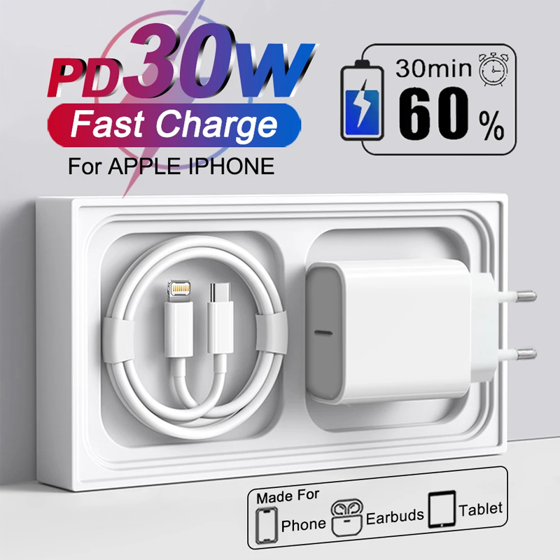 30W USB-C snellader voor iPhone 13 15 17 14 12 11 16 Pro Max Plus PD-lader oplaadkabel accessoires