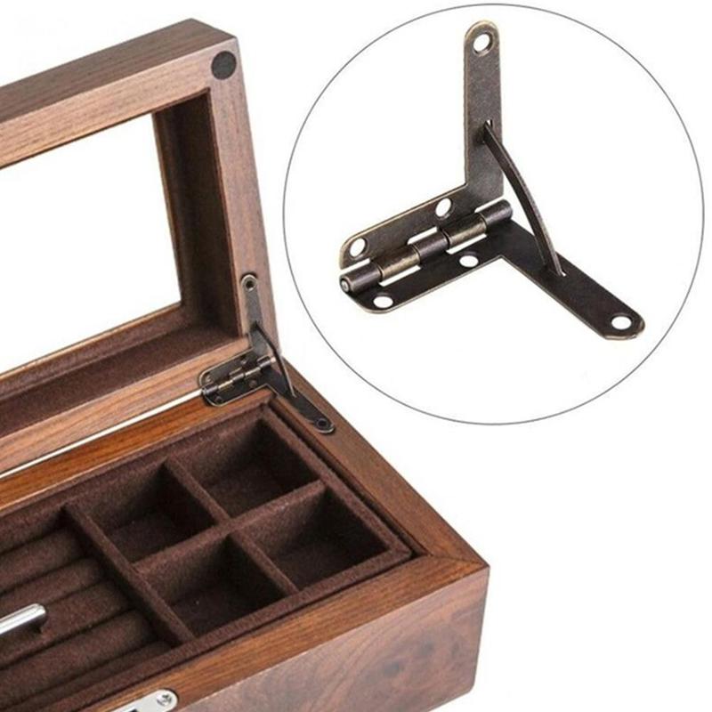 Bisagra de resorte de soporte angular, bisagras de armario de 90 grados de doble orificio para joyas antiguas, 4 Uds.