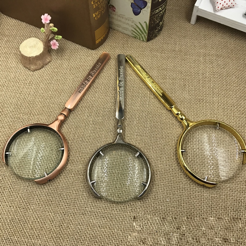 Metal Frame Archaeological Magnifie Glass 70mm Portable Retro Handheld reading Magnifier Home Decor Mirror