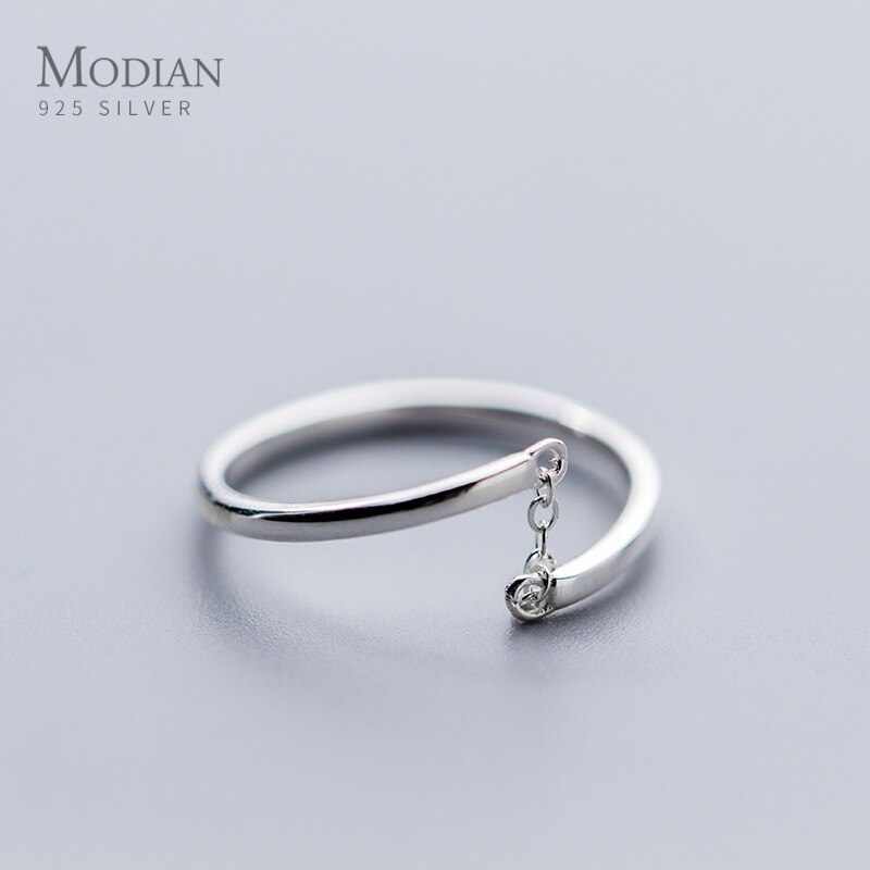 Modian Authentische 925 Sterling Silber Finger Ring für Frauen Kurze Kette Offene Einstellbare Einfache Ring Edlen Schmuck Schmuckstück