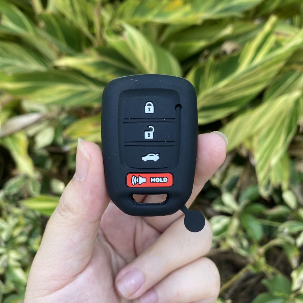 For Honda Accord CIVIC CRV Jazz HR-V HRV 4 Button Silicone Car Key Case Set Protctor Skin Shell Rubber Holder Keychain: WHITE