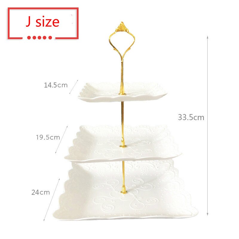 European three-story two-story fruit plate dry tray afternoon tea dessert trays baking table multi-story cake rack cafe tables: J size 3 layers