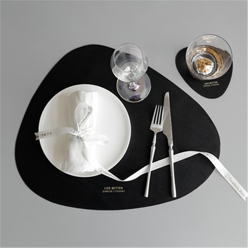 Octagon lederen placemat servies pad met onderzetter keuken olie