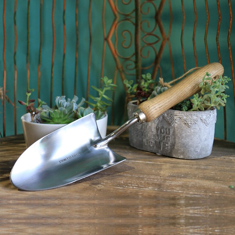 Traditionele Engels Tuin Hand Troffel Tuinieren Tool Met Sterke Essenhout Handvat & Full Size Rvs Graven Blade