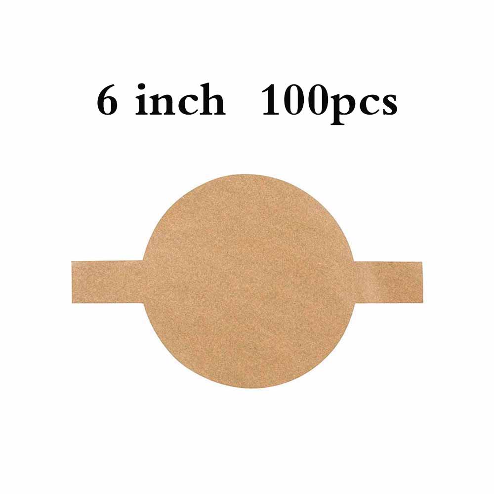 100 st bakpapper non-stick ugn bakning pergament cirklar pappersfoder passar för 6/8/9 tum runda kakformar: 6 tum