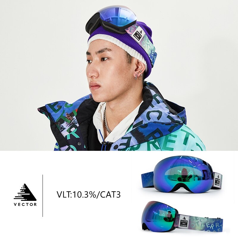 Skibrillen voor heren dames dubbele lagen  uv400 anti-condens grote skibrillen skibrillen sneeuw volwassenen snowboardbrillen ski-uitrusting: Kleur 10