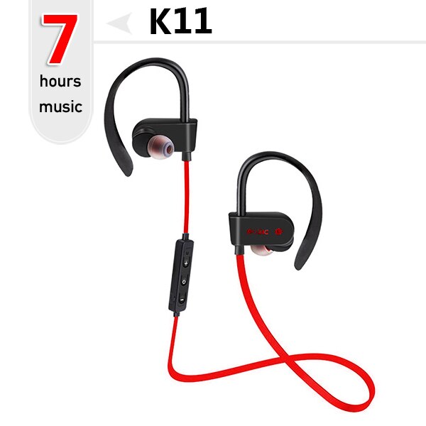 Wireless bluetooth Headphones Earphone sport earphone sweatproof Headset Stereo blutooth Headphone with MIC for phone: K11-Red-11h