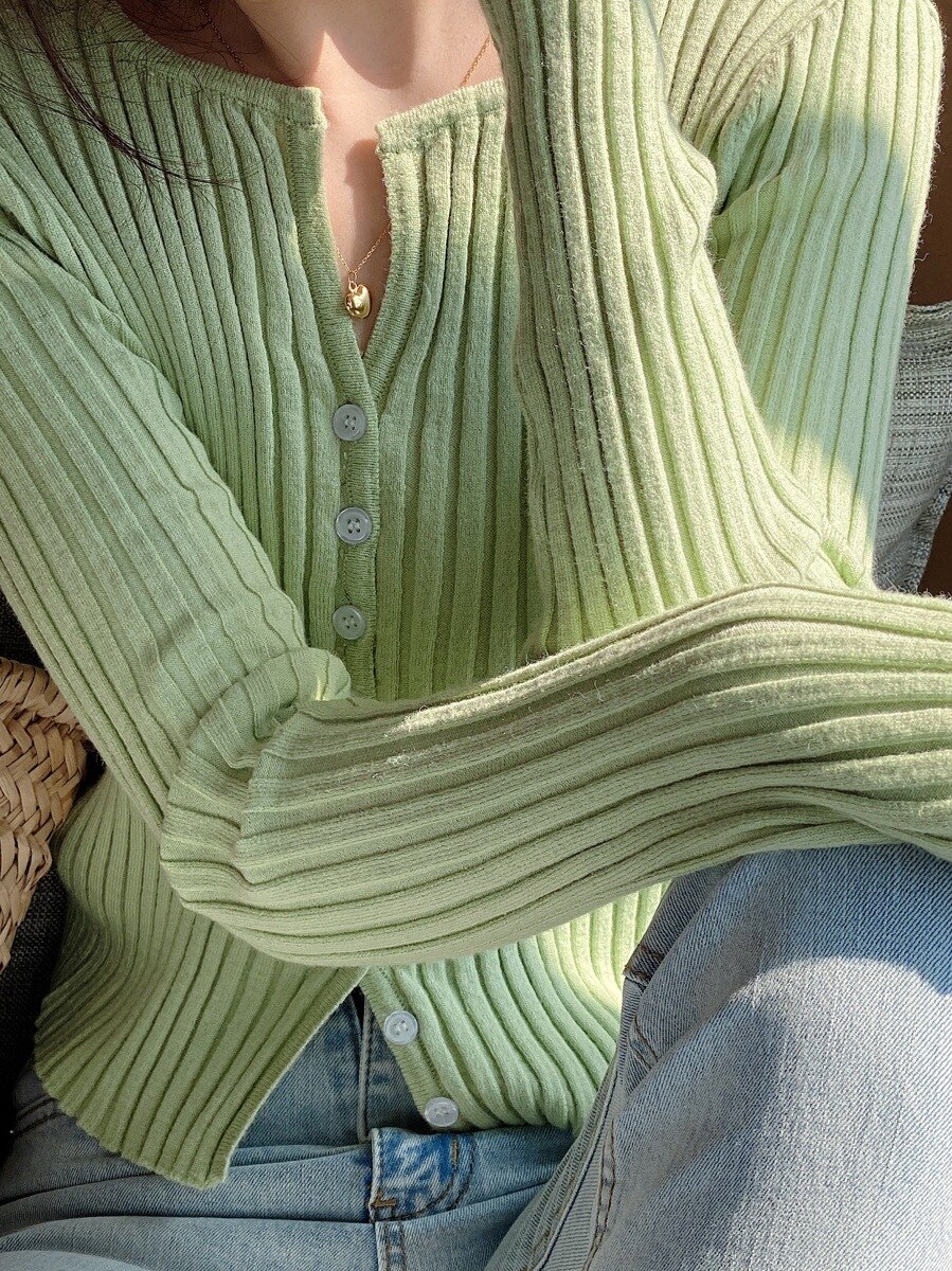 Cárdigan de punto de manga larga para mujer, cárdigan, cárdigan sólido ajustado, ajuste alto, Tops de calle, ropa de playa para mujer