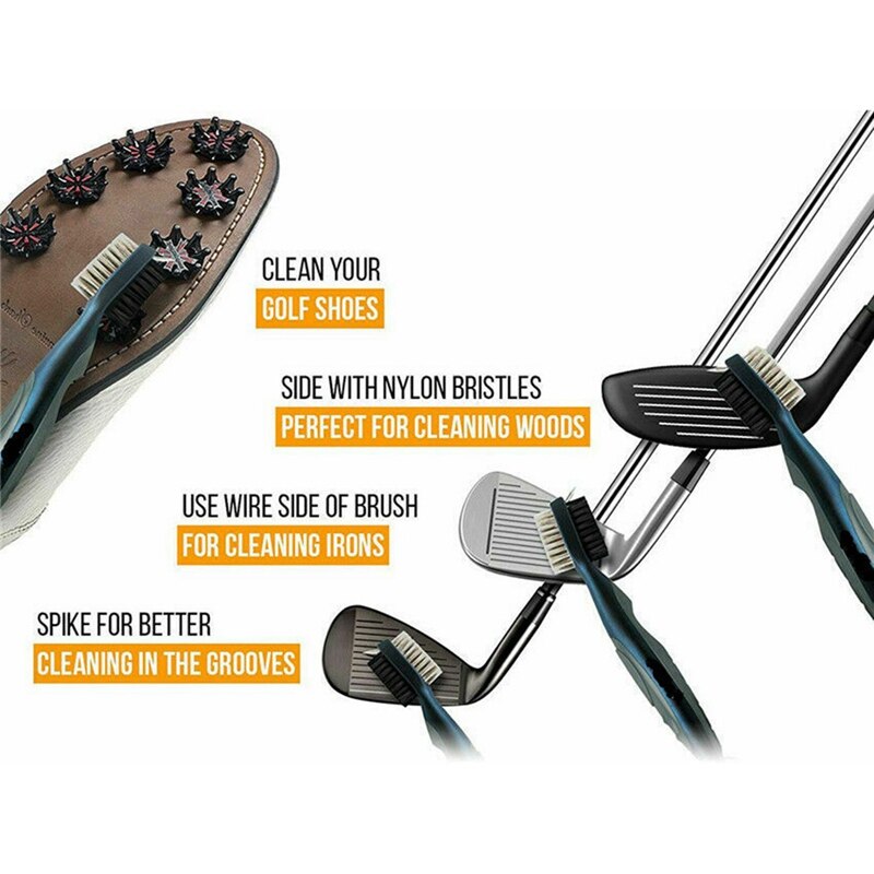 Brosse de nettoyage de Club de Golf Double face avec porte-clés pour Club de Golf avec outil de tyrolienne rétractable