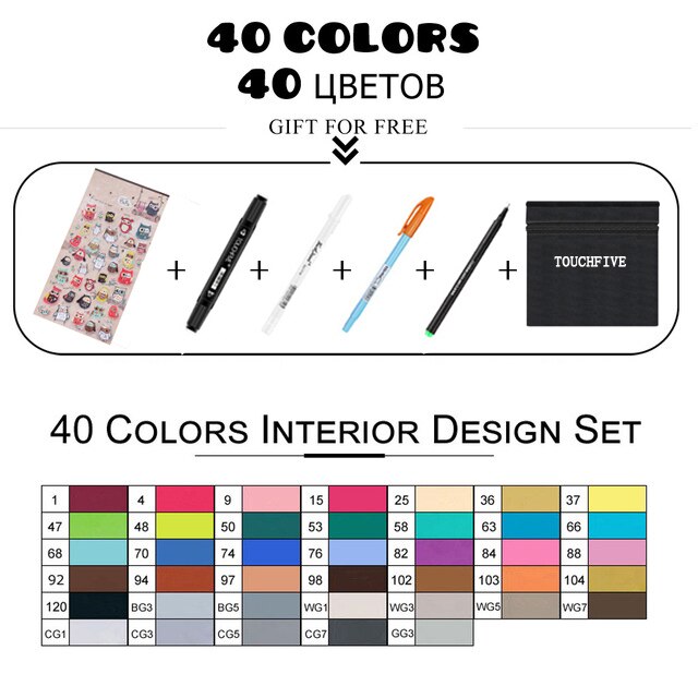 TouchFIVE 168 couleurs huileux à base d'alcool Art marqueurs ensemble double tête croquis marqueur artiste pinceau stylo pour Manga eau couleur stylos