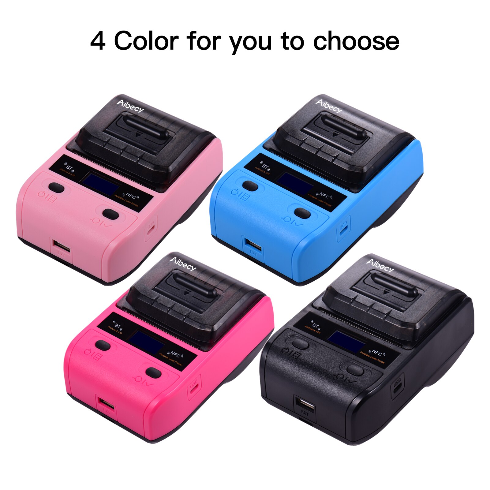DP23 Mini Portable Thermal Printer Wireless Receipt Printer 58mm Ink-free USB NFC Bluetooth Label Printer For Windows Android PC