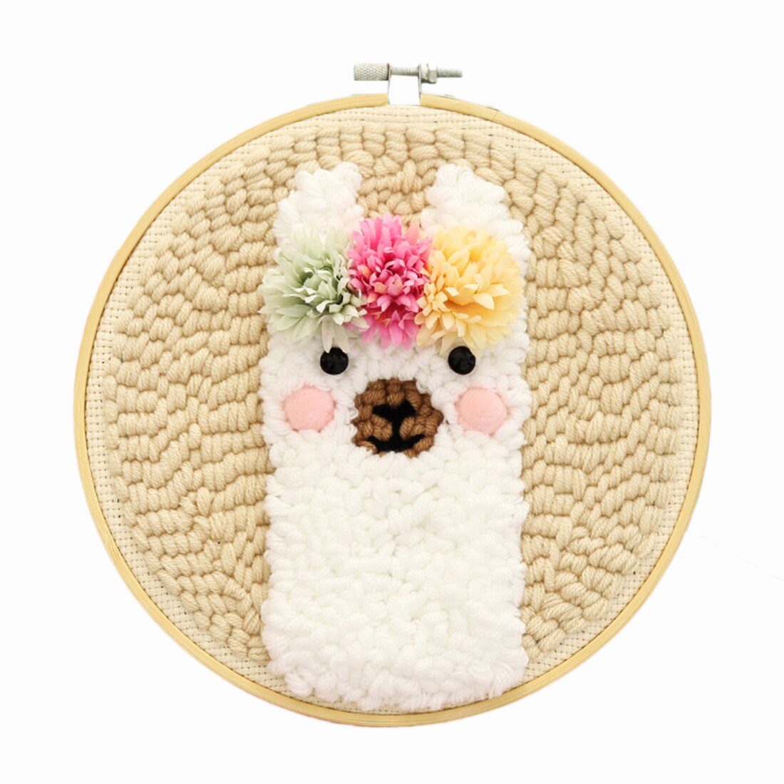 Diy Breien Wollen Kleed Haken Kit Handwerk Wollen Borduren Met 19X19Cm Borduren Frame Punch Naald-Alpaca: Alpaca