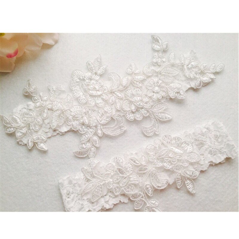 Vintage Wedding garter Lace garter set bridal garter lace stretch chiffon flower toss garter